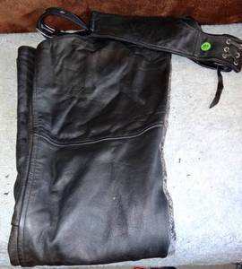 lot 137 image: COMING SOONMENS LEATHER RIDING CHAPS