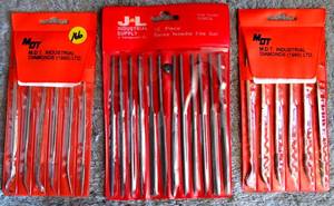 lot 166 image: MDT 6 PIECE DIAMOND RIFFLE FILE SET (X2) & J-L INDUSTRIES 12 PC SWISS NEEDLE FILE SET