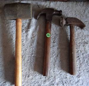 lot 260 image: RUBBER MALLET & TWO HAMMERS