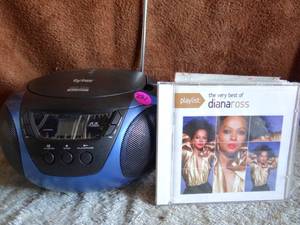 lot 291 image: Tyler TAU101-BL Portable CD Player AMFM Stereo Boombox (BATTERY OPERATED) WITH DIANA ROSS CD