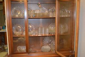 lot 54 image: Large Diamond Cut Design Crystal Dish Set