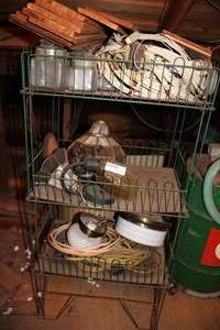 lot 474 image: Wire rack of misc wire and lights in Attic needs taken down