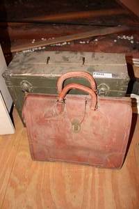 lot 475 image: vintage military surplus box and attache  in Attic needs taken down