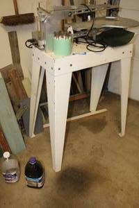 lot 414 image: Home made Scroll saw Stand and blades