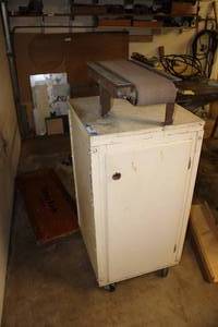 lot 417 image: Home made Belt Sander attached to Cabinet with Craftsman Motor