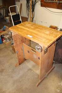 lot 439 image: Home made folding Work bench with crank clamps
