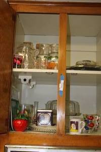 lot 156 image: Cake Plate, Juice Bottles and Misc. Glassware