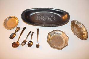 lot 66 image: Silver Plate Items, Serving Plates and Silverware