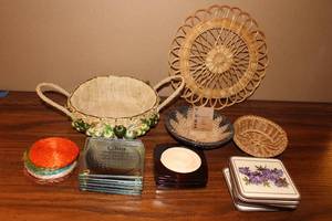 lot 62 image: Coaster Sets and Hand Made Baskets