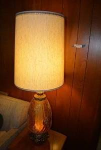 lot 79 image: Vintage Glass Globe 3-Way Table Lamp, Matches Lot 65