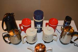 lot 402 image: Copper Covered Teapot, Coffee Pots and Thermoses