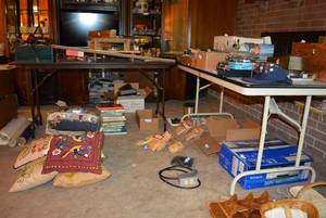 lot 122 image: 2 Folding tables 6ft wood with metal legs