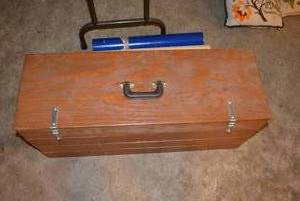 lot 124 image: Wood Model train Storage carring case