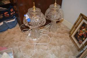 lot 263 image: Pair of Cut Crystal Table Lamps