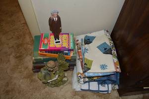 lot 276 image: Misc. Linens, Figurines and Books