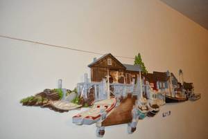 lot 313 image: Plastic Wall Dcor of Boat Dock