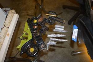 lot 323 image: Miniature Cast Iron Items and Antique Wall Car