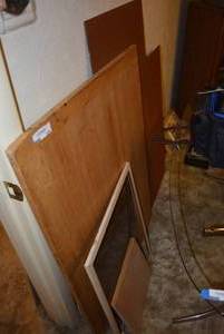 lot 329 image: Drafting Board and Misc. Glass and Wood Pieces