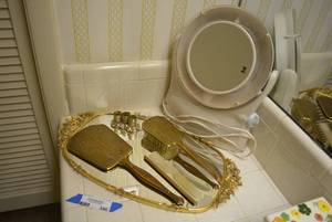 lot 346 image: Vanity Mirror and Brush Set Plus Magnifier Mirror