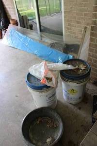 lot 400 image: Plexiglas, Cement Boards and Buckets