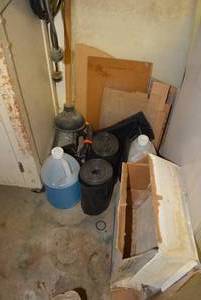 lot 465 image: Pieces of PlexiGlas, 2 Rolls of Trash Bags, Washer Fluid, Work Light and More