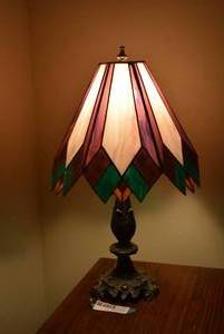 lot 365 image: Stained Glass Table Lamp with Cast Base
