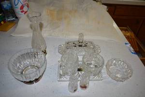 lot 204 image: Lead Crystal Dishes, Lead Crystal Salt and Pepper Shakers and more