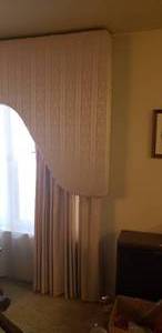 lot 524 image: Curtains 10Ft.- 9 Wide x 8Ft. Tall,  Valance is 54 at Tallest Point and 8 Deep