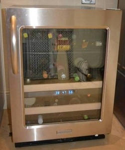 lot 5 image: KitchenAid Wine Refrigerator, 3 Levels of temp control Model KBCS24RSBS04, CONTENTS NOT INCLUDED