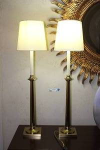 lot 16 image: Pair of Brass Square Base Lamps Model 96540