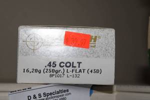 lot 67 image: Ammo 1 box of 50 Megtech 45 Colt