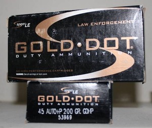 lot 68 image: Ammo 2 boxes of Gold dot 45 autop