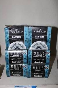 lot 72 image: Ammo 6 boxes of Federal 20 Gauge game loads see pics