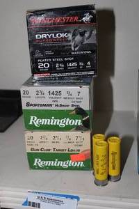 lot 73 image: Ammo 3 boxes and loose mixed load 20 Gauge Target, game lead and steel loads