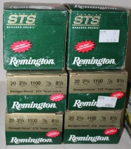 lot 77 image: Ammo 6 boxes of Remington 20 Gauge Target loads see pics