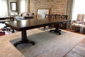 lot 96 image: Ethan Allen Sanders Dining Table 98 x 46 x 30, Townhouse Collection with Two 20 Leaves