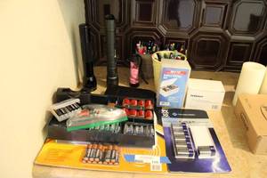 lot 120 image: Batteries and Battery Chargers, Flashlights and Pens