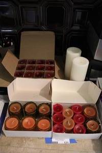 lot 121 image: Scented Votive Candles and 2 Pillar Candles