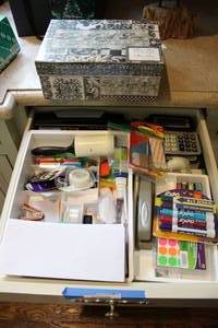 lot 124 image: Misc. Office Supplies Plus PhotoShoe Box