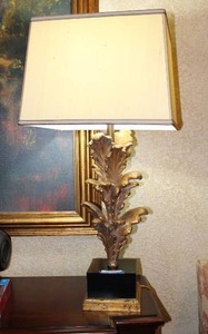 lot 163 image: Ethan Allen Bianca Table Lamp with Aged Gold Leaf Finish