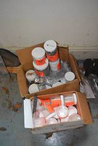 lot 215 image: Tannerite Binary Exploding Target for Mixing, Small 16 and Large 12, most containers are empty