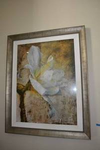 lot 264 image: LARGE Framed Flower Print signed D. Carney