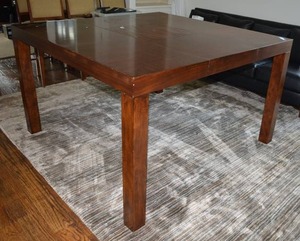 lot 277 image: Tall Teak Veneer Square Table with Leaf