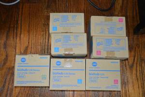 lot 356 image: Konica Minolta bizhub Toner cartridges 3 Magenta, 3 Cyan, 1 Yellow