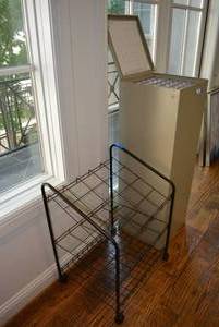 lot 280 image: Rolling wire rack and Map File Cabinet