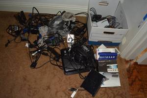 lot 310 image: Misc. Electronic Cables, ViewSonic Projector and Netgear Push2TV