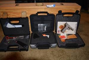 lot 375 image: Sig Sauer 380, KelTee 22Cal and CZ 9mm Gun Cases, includes clips, locks, cleaners and more see pics (NO GUNS) PREVIEW RECCOMMENDED