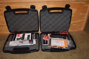 lot 380 image: 2 HK 45 auto Hand Gun Cases,  includes clip, locks, cleaners and more see pics (NO GUNS) PREVIEW RECCOMMENDED