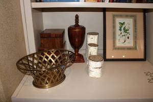 lot 165 image: Botanica Fraisier Print - Fruit Studs, Candle Set, Wooden Boxes, Brass Basket, Compote