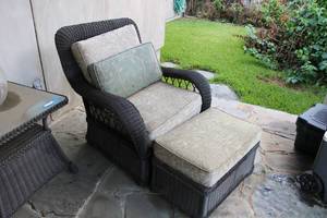 lot 571 image: Ethan Allen Lakehouse Lounge Chair and Ottoman